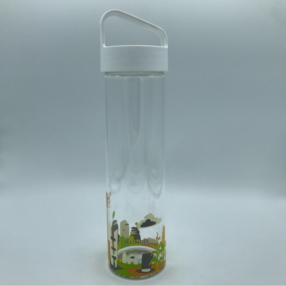 Starbucks Illinois IL You Are Here 2017 Skyline Glass Water Bottle 18.5 Oz Slim